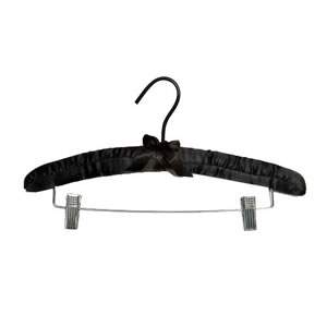 Black Satin Padded Hanger with Chrome Clips