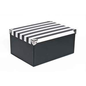 Medium black & white striped storage box