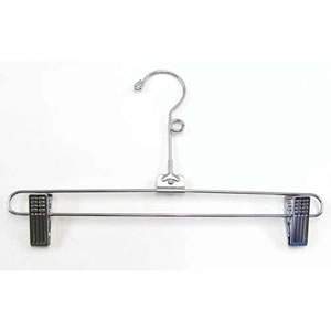 Metal Trouser/Skirt Hanger with 2 Adjustable Strong Clips & Swivel hook. 31cm wide & 18cm high