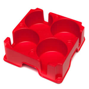 The New Caraselle Red Muggi Mark 2 Cup Holder for 4 Cups. Designed & Made in England