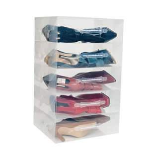 5 Stackable Clear Mid Calf Boots Storage Boxes