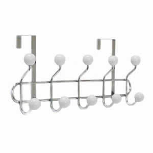 Chrome Over Door Hanger Coat Hook Rack With White Ceramic Balls