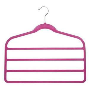 4 Bar Non-Slip Huggable Trouser Hanger in Shocking Pink. 45cms wide, 43cm high & only 5mm deep