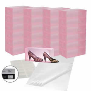 25 x Caraselle Pink Ladies Shoe Boxes + 12 Clear Adhesive PVC Pockets + 25 sheets of Acid Free Tissue Paper