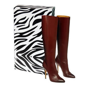 Caraselle New & Unique Zebra Print Ladies Stackable Knee Boot Box