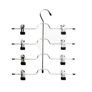 Metal SpaceSaver Hanger with Chrome Finish, 4 Bars & 8 Strong Adjustable Clips. 33cm wide & 37cm high