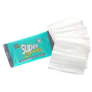 Caraselle Superwipes.  First Aid for Removal of Food & Drink Stains. Pack of 5 wipes