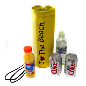 Caraselle Insulated Bottle Cooler Bag in Yellow - I Love the Beach logo