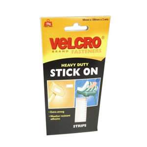 1 Pack of VELCROÂ® Brand White Heavy Duty Stick On Strips 50mm x 100mm x 2 sets (60240)