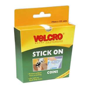 Pack of 125 VELCRO� Brand 19mm White Stick On Coins. Loop Only (60232)