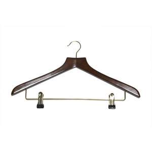 Shaped Walnut Suit Hanger with Clips