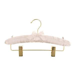 White 30cm Satin Padded Hanger With Adjustable Gilt Clips