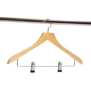 Wooden Suit Hanger with Clip Bar.