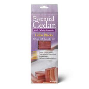 One pack of 4 x Deluxe Woodlore Aromatic Lavender infused Cedar Wood Blocks