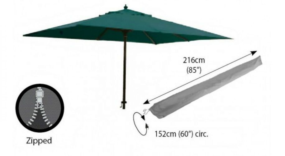 Zipped Garden Parasol Covers with heavy duty PVC backed polyester material
