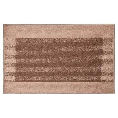 Machine Washable Madras Door Mat 50 x 80 cms in Beige & Brown
