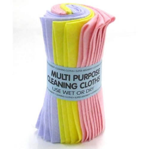 Multi Purpose Cleaning Cloths can be used wet or dry.
