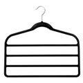 4 Bar Non-Slip Huggable Trouser Hanger in Black. 45cms wide, 43cm high & only 5mm wide