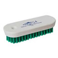 120mm Stiff Polyester Vegetable Cleaning Brush with a white wooden stock & Green Bristles. Made in England.
