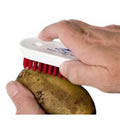 best vegetable cleaning brush - 120mm Stiff Polyester Vegetable Cleaning Brush with a white wooden stock & Red Bristles