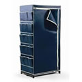 Free Standing Blue Wardrobe With Cream Trim