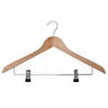 Deluxe Solid Shaped Beechwood Suit Hanger with Adjustable Chrome Clips 44cms wide