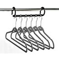 1 Multi-Hanging Bar with 6 Taupe Huggable Hangers - Hangs 6 Shirts / Trousers