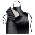 Set of C'est Ca! Classic Butchers Stripe Design Double Oven Gloves & Kitchen Apron in navy & white made in the UK