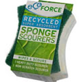 Pack of 2 Ecoforce Recycled Super Absorbent Sponge Scourers for the Kitchen: 1 x Heavy Duty & 1 x Non-Scratch