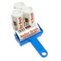 Cornflower Blue Trident Sticky Roller Brush and 3 Refills (20m of sticky paper) with adhesive surface which can be torn off & thrown away once used. Designed for removing lint, dust & animal hair from clothes & upholstery