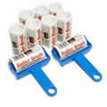 2 Cornflower Blue Trident Sticky Roller Brushes and 7 Refills with 45metres long roll of sticky paper with adhesive surface which can be torn off & thrown away once used. Designed for removing lint, dust & animal hair from clothes & upholstery