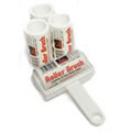 White Trident Sticky Roller Brush and 3 Refills (20m of sticky paper) with adhesive surface which can be torn off & thrown away once used. Designed for removing lint, dust & animal hair from clothes & upholstery