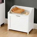 White Wood Shaker Style Storage Chest with hinged lid