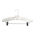 White Satin Padded Hanger with White Hook and Chrome Clips
