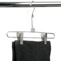 Metal Trouser/Skirt Hanger with 2 Adjustable Strong Clips & Swivel hook. 31cm wide & 18cm high