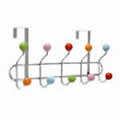 Deluxe Chrome Over Door Hanger with 10 Strong Hooks & Multi Coloured Ceramic Balls
