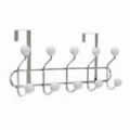 Deluxe Chrome Over Door Hanger with 10 Strong Hooks & White Ceramic Balls