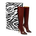 Caraselle New & Unique Zebra Print Ladies Stackable Knee Boot Box