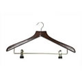 Shaped Walnut Suit Hanger with Clips