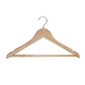 Wooden Suit Hanger with Skirt Notches and Ribbed Bar