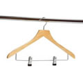 Wooden Suit Hanger with Clip Bar.
