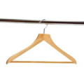 12 Wooden Suit Hangers with Notches for skirts and Ribbed Bar - Prevents trousers slipping off