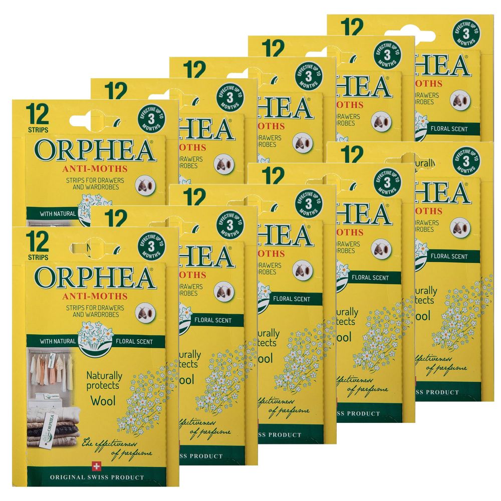 10 Packs of 12 Orphea Moth Repellent Strips For Drawers and Wardrobes
