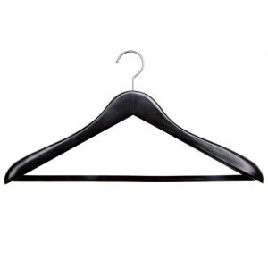 Caraselle Black Shaped Suit Hanger 45cm with Velvet Bar & Bulbous Shoulders 4.5cm
