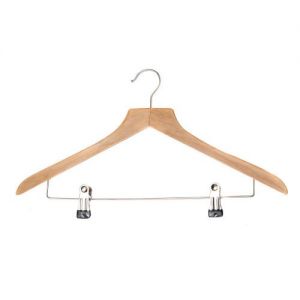 1 Wooden Suit Hanger with Clip Bar - 39cm by Caraselle