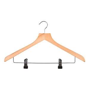 1 Wooden Suit Hanger with Clip Bar 44.5cm