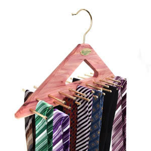 Deluxe Wall Mounted Woodlore TIE RACK in Cedar Wood to Organise 24 Ties 2136