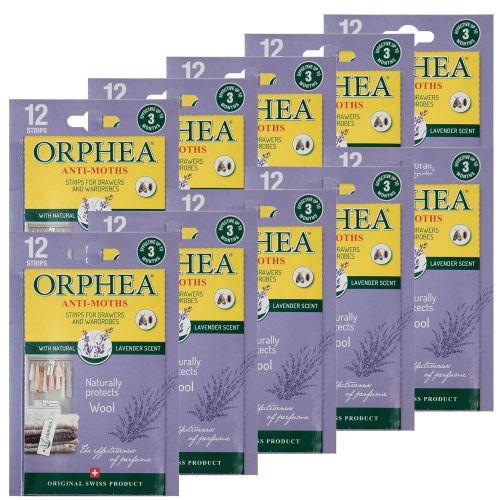10 Packs of 12 x Orphea Moth Repellent Strips with Lavender Caraselle