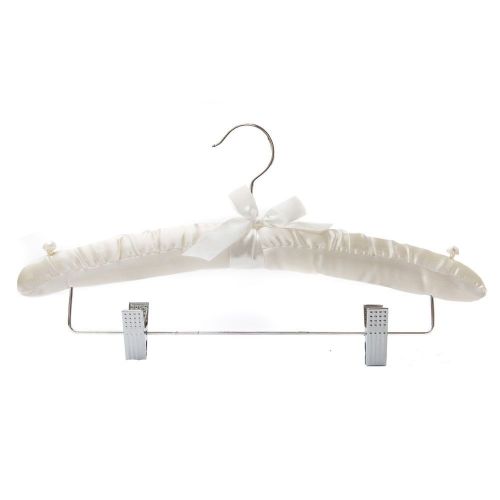 Caraselle Ivory Satin Padded Hanger with Bow, Buttons and Clips 39cm