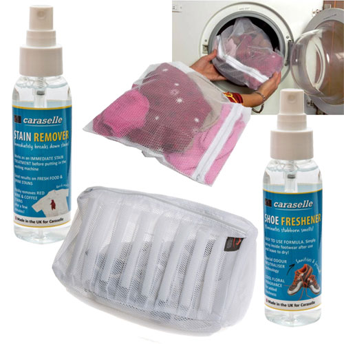 Sports Laundry Pack from Caraselle: 4 Net Wash Bags + Stain Remover & Freshener